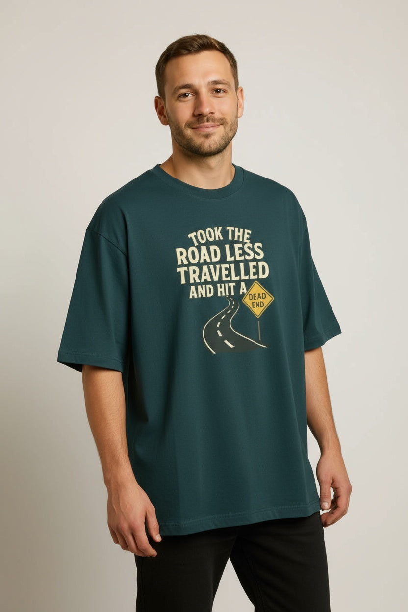 Unisex Oversized Heavyweight Cotton Dead End Graphic Print T-shirt