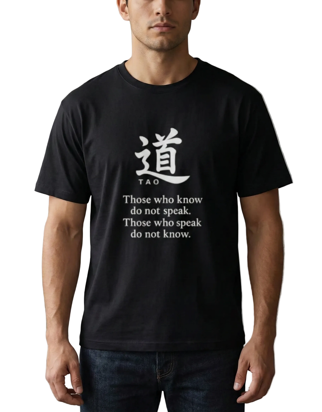 TAO Philosophy Quote T-Shirt for Men & Women | “Those Who Know Do Not Speak” Minimalist Zen Graphic Tee | Premium Cotton Spiritual Aesthetic Shirt