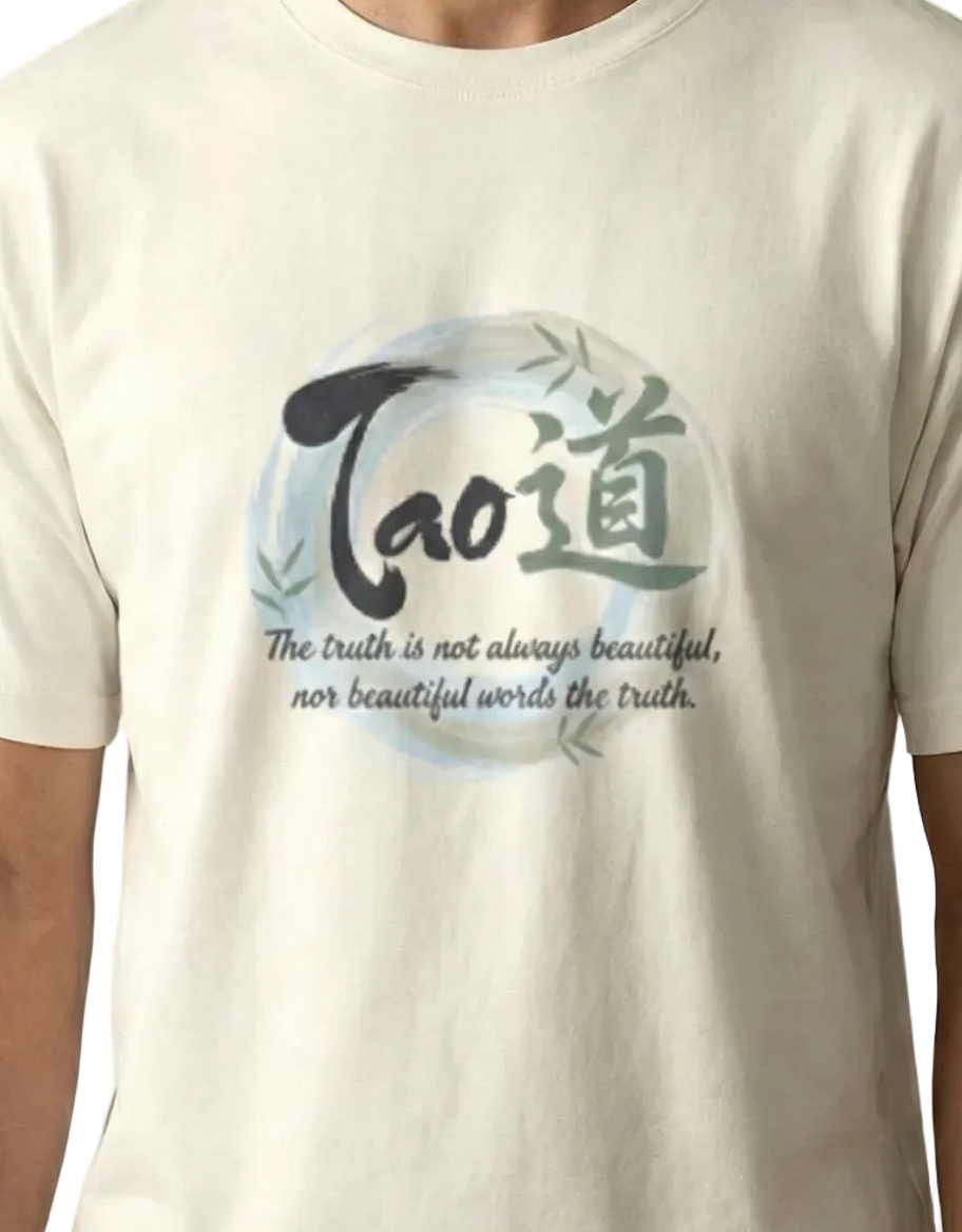 TAO Philosophy Quote T-Shirt for Men & Women | Dao Symbol Zen Graphic Tee | “The Truth Is Not Always Beautiful” Minimalist Spiritual Cotton Shirt