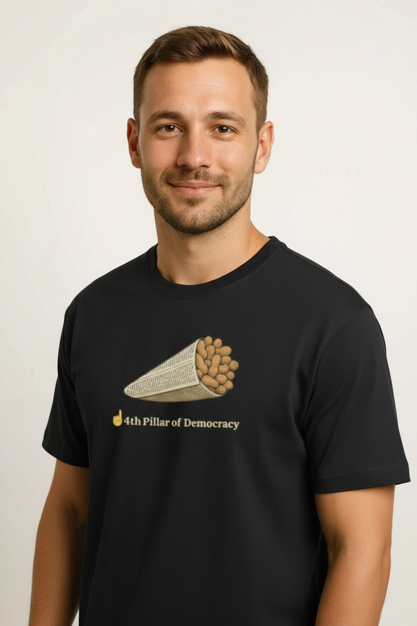 Men's Cotton Crew Neck Newspaper Cone T-shirt