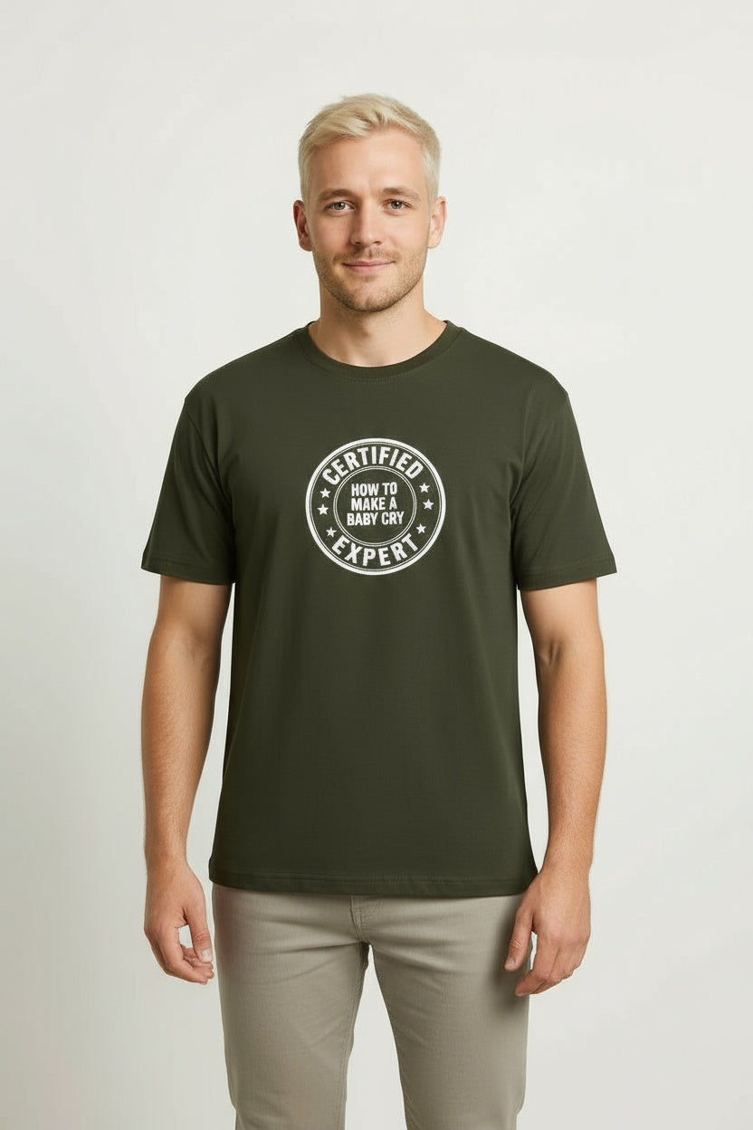 Men's Cotton Crew Neck Certified Expert Graphic Print T-shirt