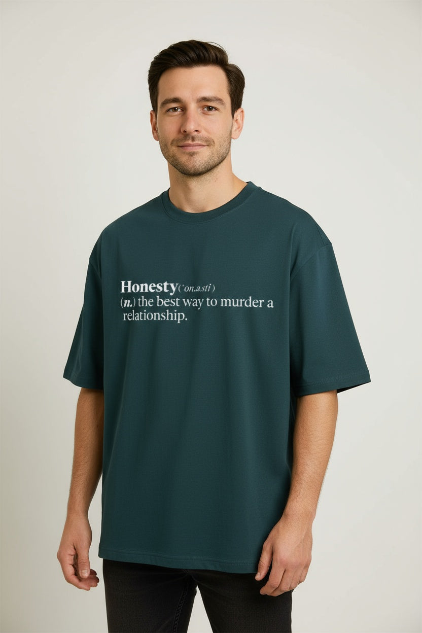 Unisex Oversized Heavyweight Cotton Honesty Typography T-shirt