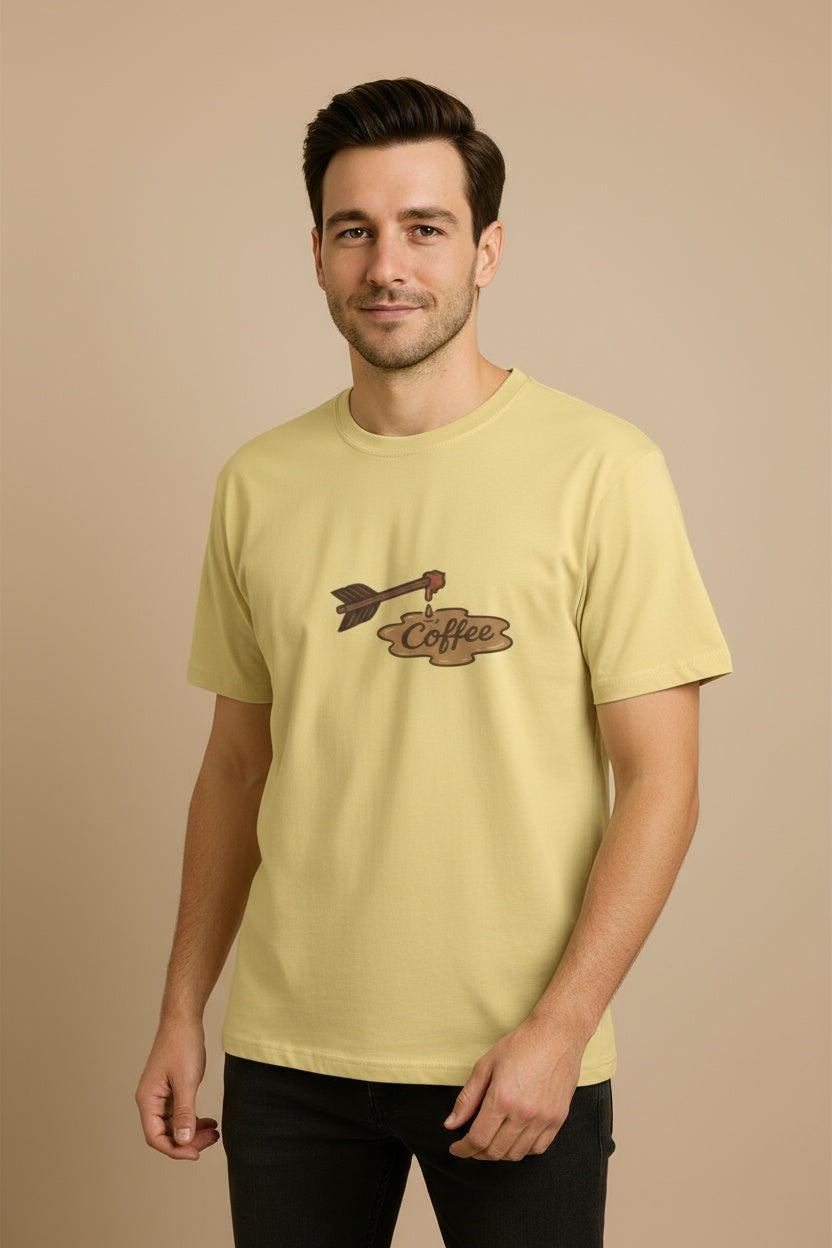 Men's Cotton Crew Neck Bleed Coffee T-shirt