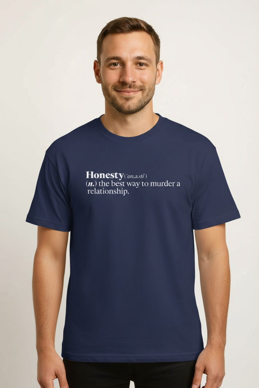 Men's Cotton Crew Neck Honesty Typography T-shirt