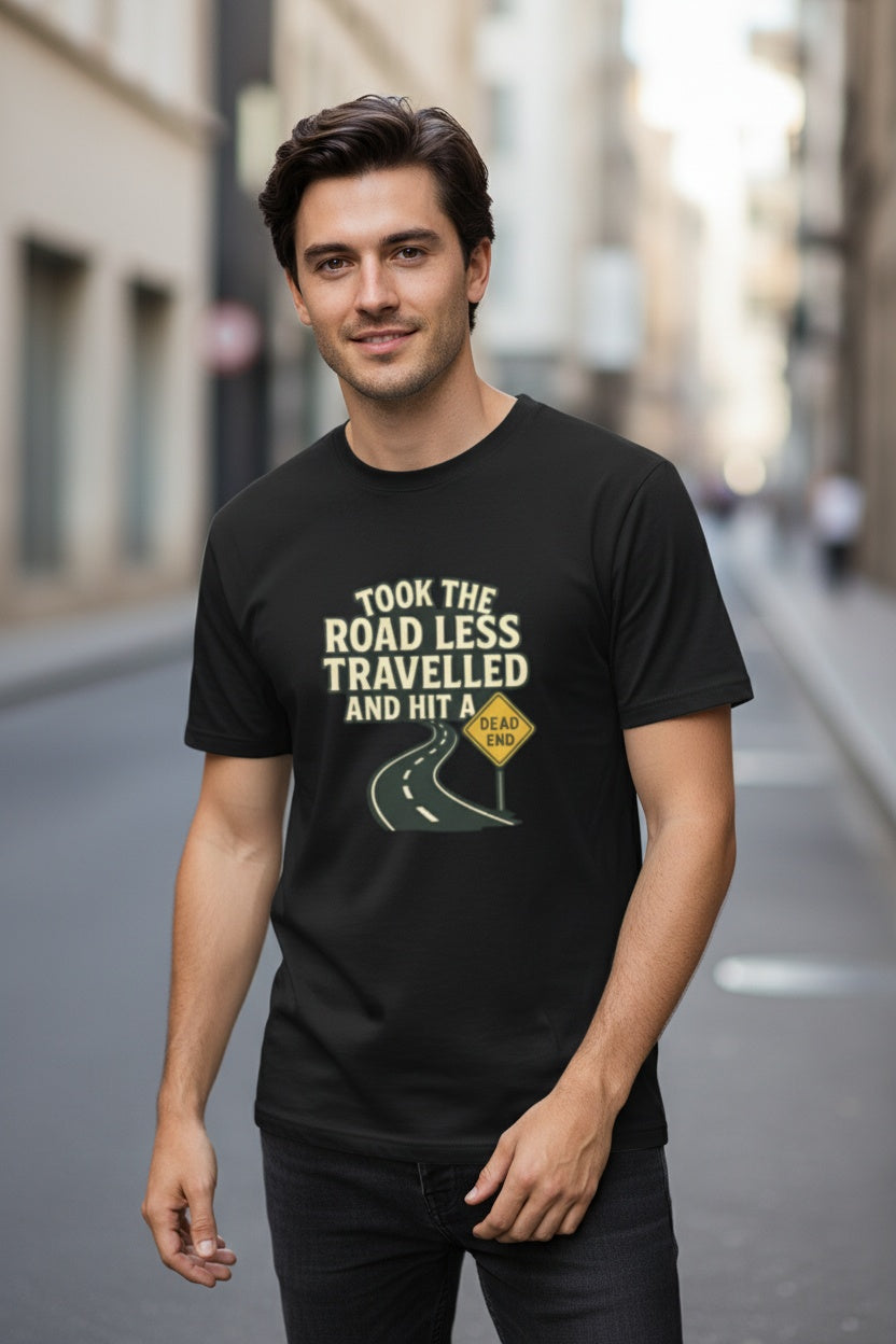 Men's Cotton Crew Neck Dead End Graphic Print T-shirt