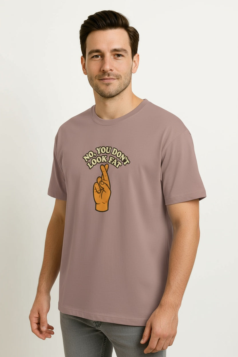 Men's Cotton Crew Neck Fingers Crossed Graphic Print T-shirt