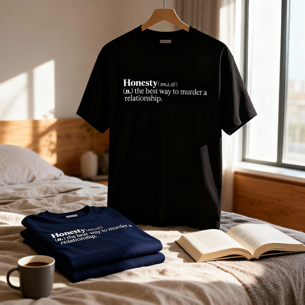 Men's Cotton Crew Neck Honesty Typography T-shirt